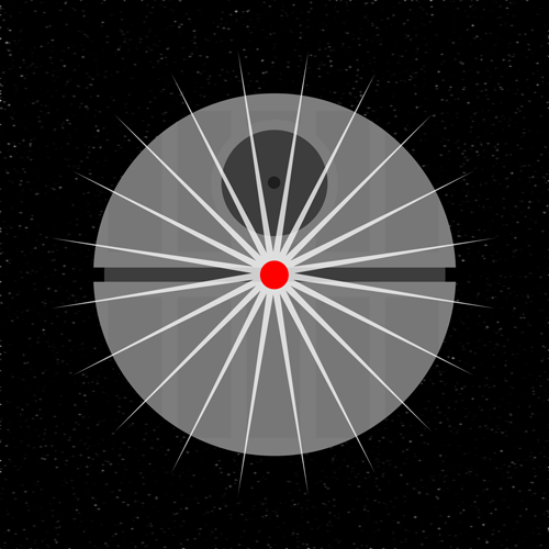 Graphic of a huge spherical space station exploding from within